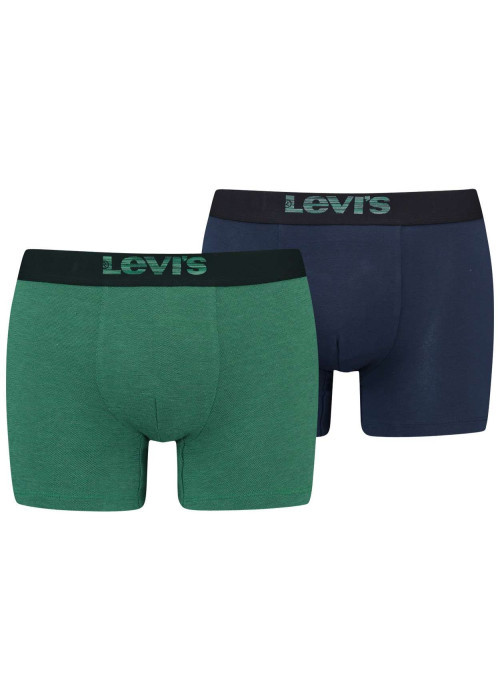 Lot de 2 boxers fermés classiques en coton stretch bleu marine et vert