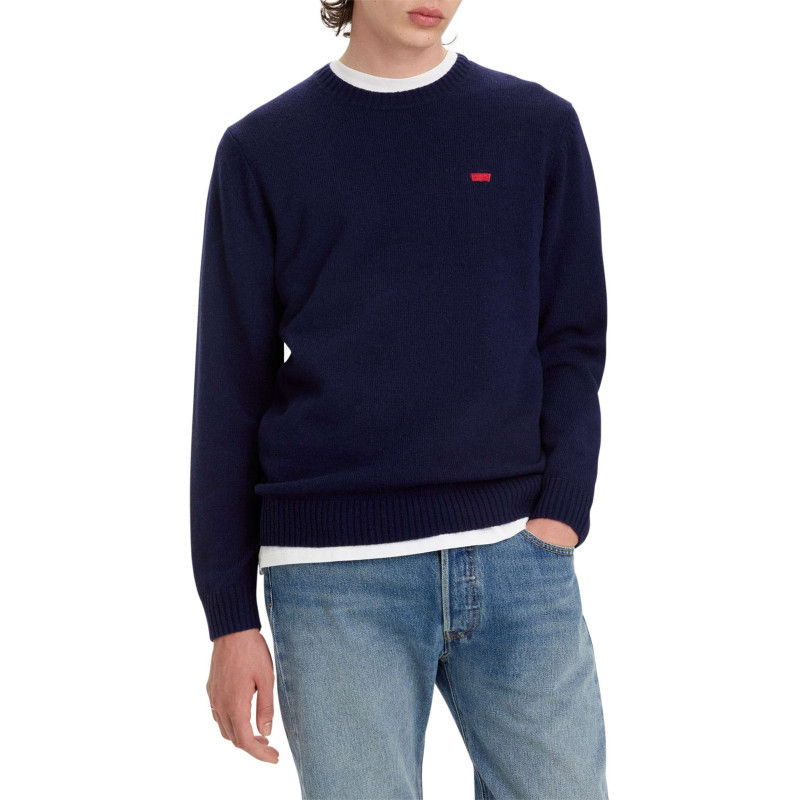 Levi's® - Pull Léger Oversize En Laine Stretch Bleu Muit à Col Rond Côtelé - Nuit Levi's® - Pull Léger Oversize En Laine Stretch Bleu Muit à Col Rond Côtelé - Nuit
