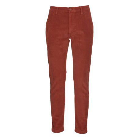 Pantalon Chino en coton rouge uni aspect...