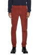 Thumbnail Pantalon Chino en coton rouge uni aspect velours avec deux poches latérales - Image 2