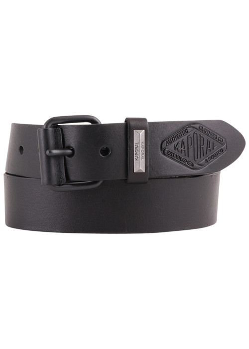 Ceinture en cuir de vache noir unie avec boucle ardillon mate