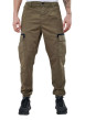 Thumbnail Pantalon cargo Malki en coton kaki uni à coupe slim et taille intermédiaire