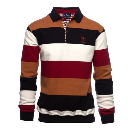 Polo bordeaux à rayures avec une coupe droite...