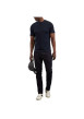 Thumbnail T-shirt en coton marine uni avec une coupe droite et un col rond - Image 4