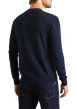 Thumbnail Pull en coton marine uni avec une coupe droite et un col rond - Image 2