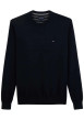 Thumbnail Pull en coton marine uni avec une coupe droite et un col rond - Image 4