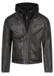 Thumbnail Blouson en cuir marron avec une coupe droite et une capuche amovible - Image 3