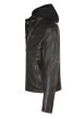 Thumbnail Blouson en cuir marron avec une coupe droite et une capuche amovible - Image 5