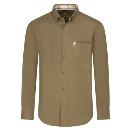 Chemise en coton kaki unie avec une coupe...