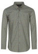 Thumbnail Chemise en coton kaki imprimé à coupe droite et col à revers courts