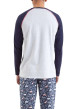 Thumbnail Pyjama long gris imprimé en coton avec une coupe droite et un col rond - Image 2