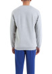 Thumbnail Pyjama long bleu et gris uni en coton mélangé à coupe droite et col rond - Image 2
