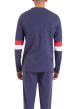 Thumbnail Pyjama long marine en coton avec une coupe droite et un col rond - Image 2