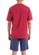 Thumbnail Pyjama court bleu uni en coton avec une coupe droite et un col v - Image 2