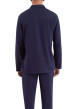 Thumbnail Pyjama long bleu marine uni en coton avec un col à revers et fermeture boutonnée - Image 2