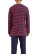 Thumbnail Pyjama long en coton rouge rayé avec une coupe droite et un col rond - Image 2