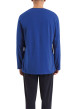 Thumbnail Pyjama Long en coton bleu bicolore avec une coupe fermée et un col rond - Image 2