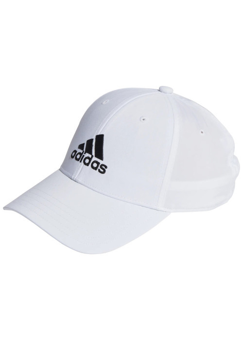 Casquette blanche unie avec logo et nom de la marque brodé en noir