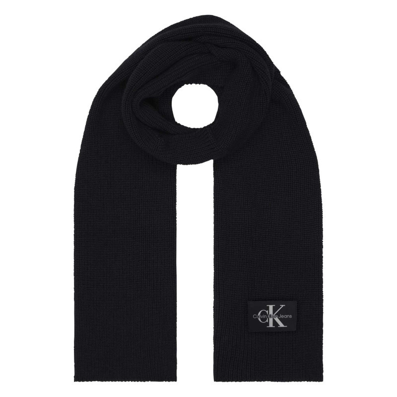 Calvin Klein Jeans - écharpe En Laine Noire Unie En Maille Côtelée Avec Patch Logotypé Cousu - Noire Calvin Klein Jeans - écharpe En Laine Noire Unie En Maille Côtelée Avec Patch Logotypé Cousu - Noire