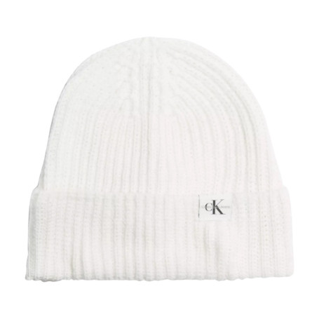 Bonnet écru en maille jersey et un logo cousu à...