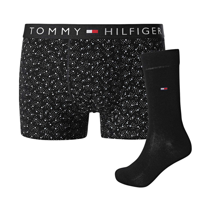 Tommy Hilfiger - Coffret Boxer Classique Et Chaussettes En Coton En Transition Noir Imprimé Pois - Bleu électrique