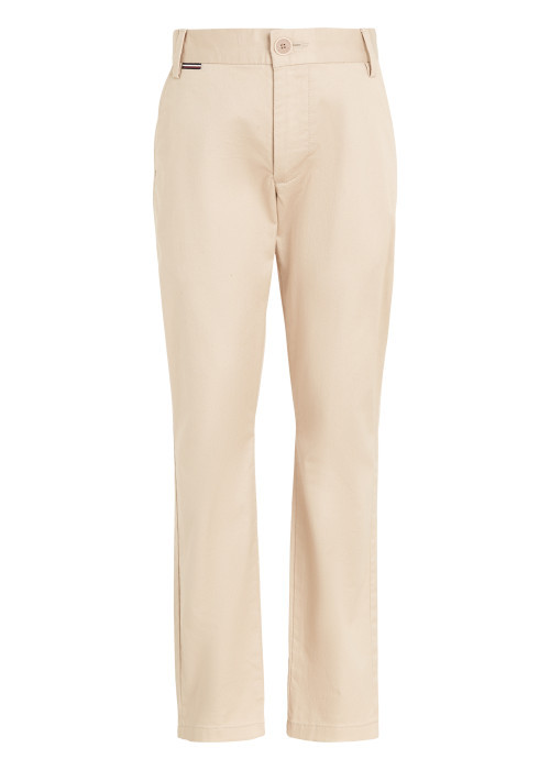 Pantalon chino en coton biologique mélangé beige avec une coupe slim
