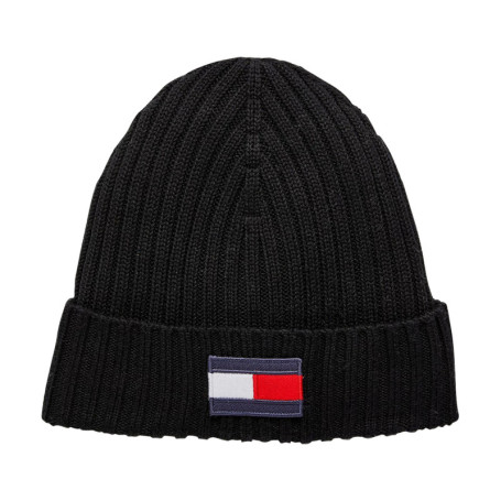 Bonnet noir uni avec un patch logo cousu à...
