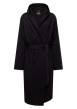 Thumbnail Robe de chambre noire unie en coton avec manches longues er à capuche