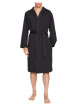 Thumbnail Robe de chambre noire unie en coton avec manches longues er à capuche - Image 4