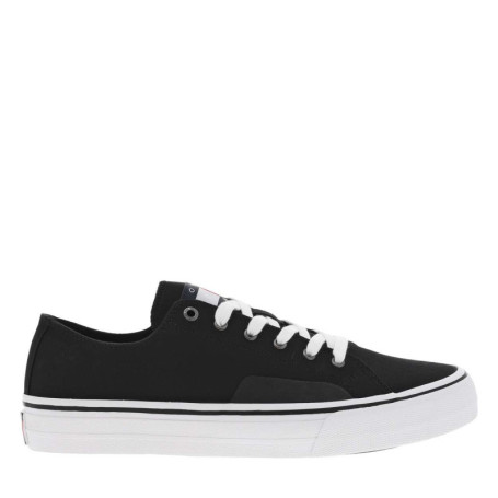 Baskets basse en toile noire avec des lacets...