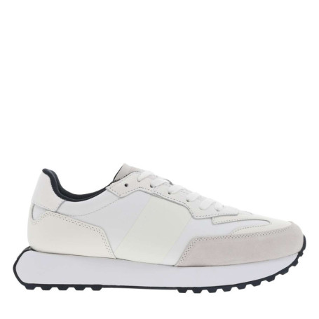 Baskets running blanches et beiges en cuir et...