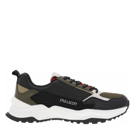 Baskets en partie en cuir nubuck olive à...