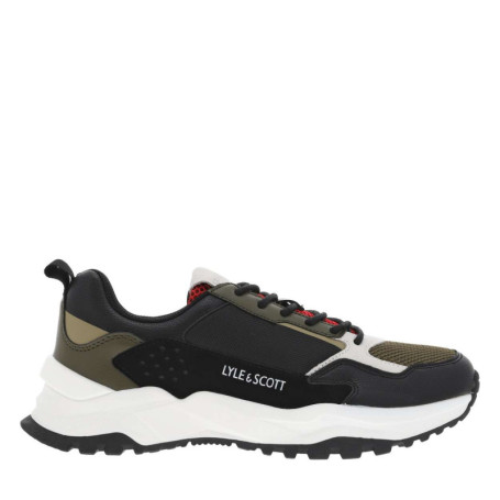 Baskets en partie en cuir nubuck olive à...