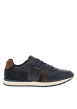 Thumbnail Sneakers en cuir bleu marine à détails marron et à lacets plats bleu marine