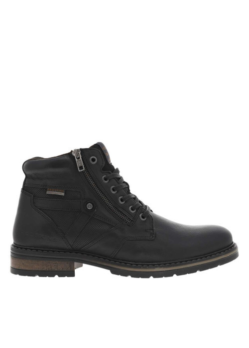 Bottines noires en cuir à talon décroché bas et...