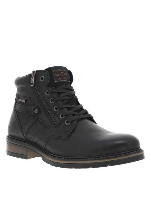 Bottines noires en cuir à talon décroché bas et...