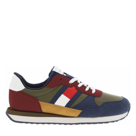 Baskets multicolores avec lacets plats rond et...