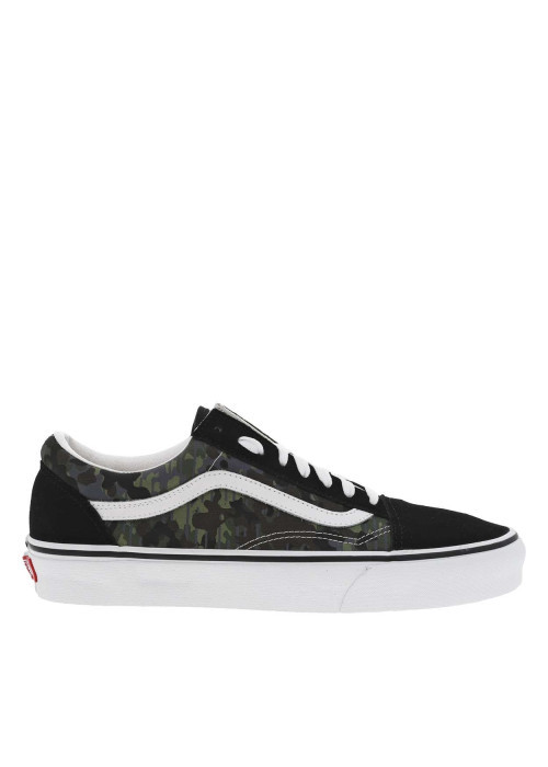 Baskets tennis en cuir de vachette camouflage à semelle plate et à lacets plats