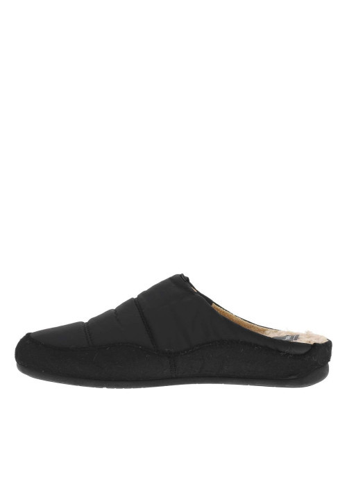Pantoufles mules noires avec le coup de pied matelassé et feutrine noire - Image 2