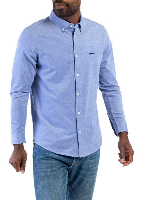 Chemise Mise au Green en coton avec manches longues et col américain bleu ciel