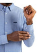 Thumbnail Chemise en coton ciel chinée avec une coupe droite et un col américain - Image 4
