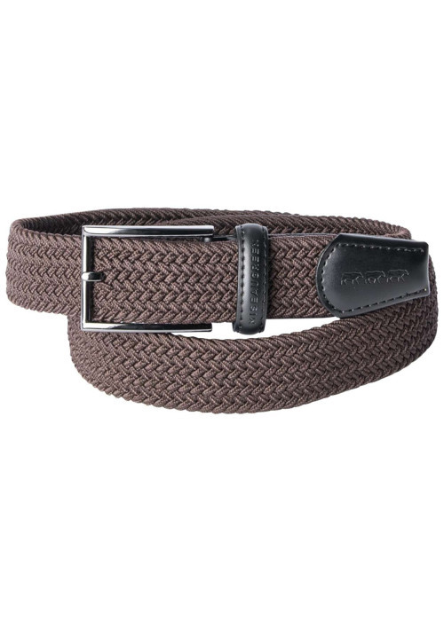 Ceinture brune unie tressée avec passant en simili-cuir