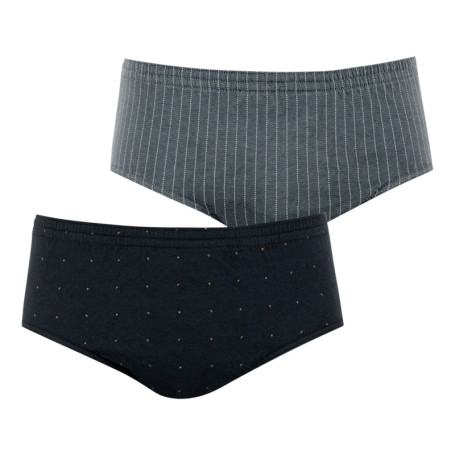 Lot de 2 slips en coton peigné marine et gris...