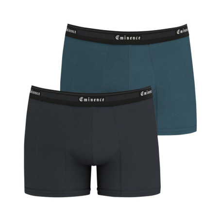 Boxer classique en coton gris et bleu uni avec...
