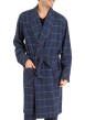 Thumbnail Peignoir en coton marine tartan avec une coupe droite et un col châle