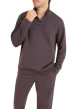 Thumbnail Pyjama long en coton mélangé anthracite uni avec coupe droite et col montant