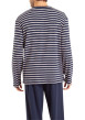 Thumbnail Pyjama long en coton marine rayé avec une coupe droite et un col tunisien - Image 2