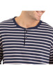 Thumbnail Pyjama long en coton marine rayé avec une coupe droite et un col tunisien - Image 4
