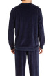 Thumbnail Pyjama long en coton mélangé marine rayé avec une coupe droite et un col rond - Image 2