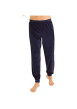 Thumbnail Pyjama long en coton mélangé marine rayé avec une coupe droite et un col rond - Image 3